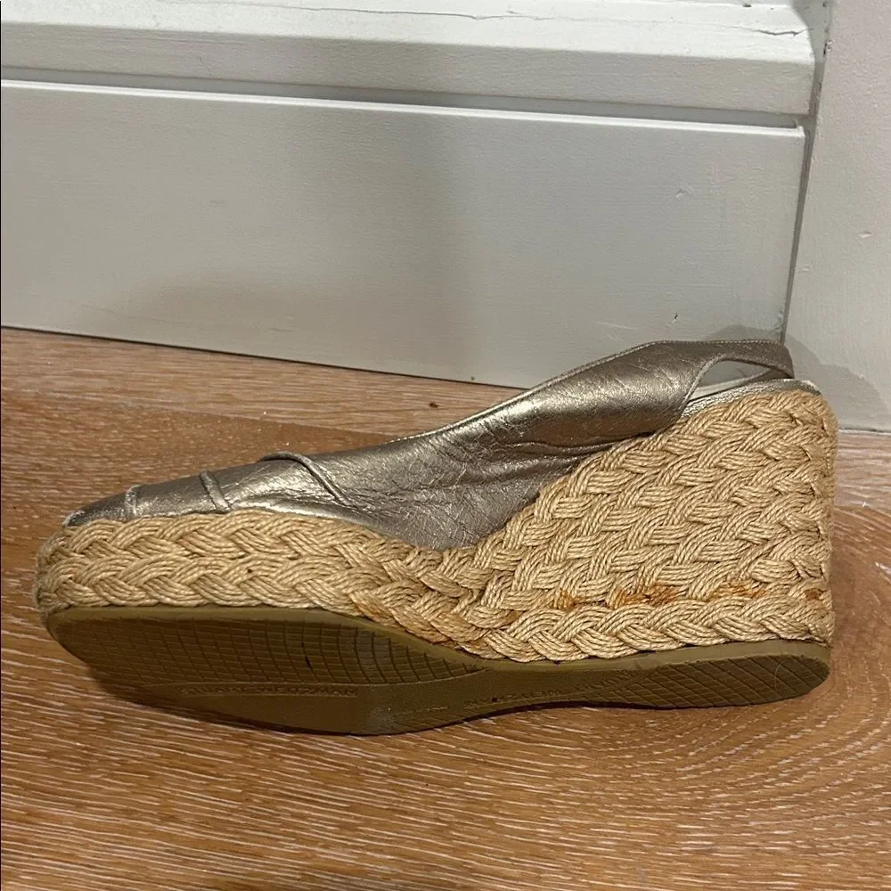 Stuart Weitzman Metallic Wedge Sandals, Size 7.5 - Picture 11 of 16